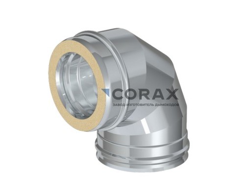 Сэндвич-отвод дымохода 90° Ø115/0,8х200/0,5 мм AISI 430 Corax House