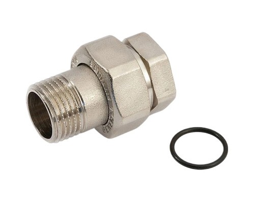 Американка прямая для радиатора General Fittings 2700.I2.N НР-ВР 1/2", латунь никелированная, уплотнение o-ring