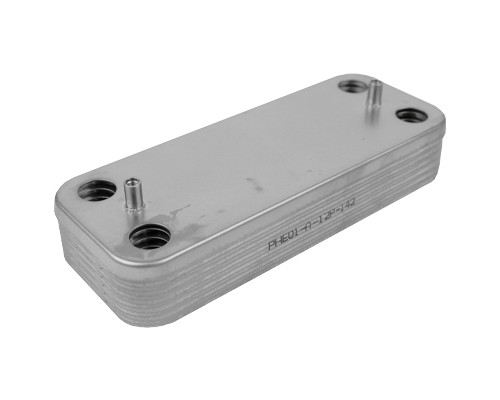 Теплообменник вторичный для котлов Ariston, Beretta, Fondital, Nova Florida, Viessmann, Buderus, Protherm 12 пластин (7101160, R8036, 0020043598, 7856846, 995945, BI1001101, 17B1901200)