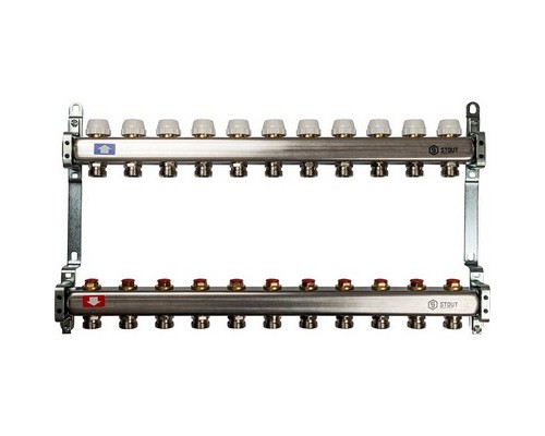 Коллекторная группа на 11 выходов SMS 0922 ВР 1"х3/4" ЕК Stout нержавеющая сталь