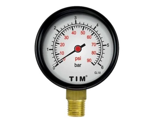 Манометр радиальный НР 1/4" Ø50 мм 0-6 бар Tim