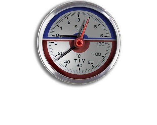Термоманометр аксиальный 16 бар TIM Y-80T-16bar