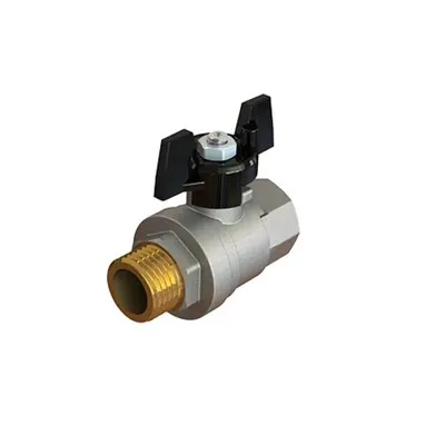 Кран шаровой внутренняя/наружная резьба ВН 1/2" усиленный бабочка Никель Elsen Strong T EV12.2201