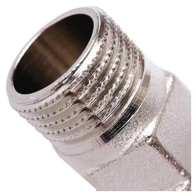 Кран шаровой для сантехнических приборов с наружной резьбой 1/2"х1/2" угловой флажок Никель Stout SVB-0059-001212
