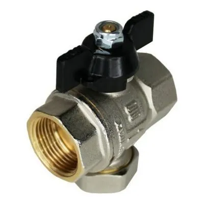 Кран шаровой латунный вн-вн резьба, ручка-бабочка, с фильтром механической очистки, никель Elsen