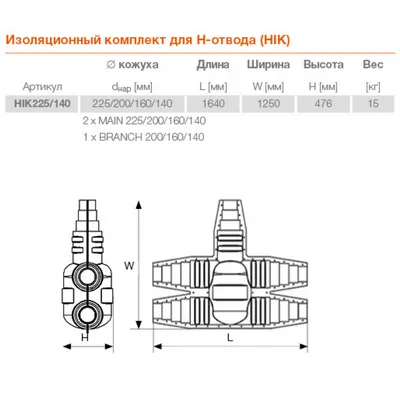 Комплект изоляционный для Н-отвода на Ø кожуха 225/200/160/140мм Terrendis HIK225/140