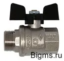 Кран шаровой латунный вн-НАР резьба, ручка-бабочка, усиленный, никель Bugatti Oregon