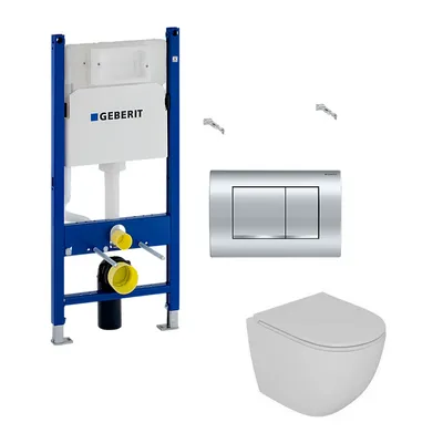 Инсталляция для унитаза Geberit Duofix Delta 4 в 1 с кнопкой Delta30 + унитаз D&K Matrix 458.163.21.1/DT1396016