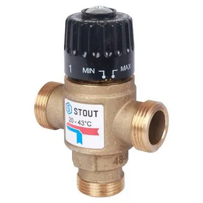 Термостатический клапан с боковым смешением 3/4" НАР Kvs=1,6 м³/час Stout SVM-0120