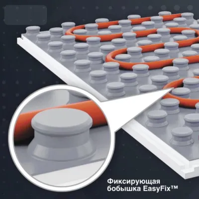 Мат для тёплого водяного пола с бобышками с покрытием толщина 40 мм S=0,5 м2 Формат EasyFix L EasyFixL
