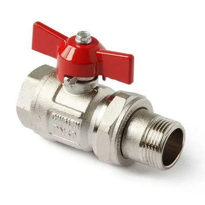 Кран шаровой латунный с американкой, ручка-бабочка, никель Itap Ideal