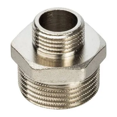 Ниппель латунный переходной наружная резьба никелированный Stout