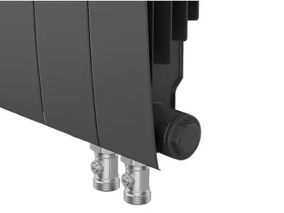 Радиаторы Royal Thermo BiLiner 350 Noir Sable VR биметаллические, чёрные нижнее правое подключение