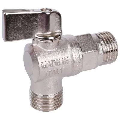 Кран шаровой для сантехнических приборов с наружной резьбой 1/2"х1/2" угловой флажок Никель Stout SVB-0059-001212