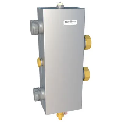 Гидравлическая стрелка 1 1/2" с накидными гайками (125 кВт-4.5 м³/час) с теплоизоляцией FlowTherm FL W120x80.22