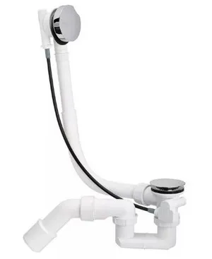 Сифон для ванны ПОЛУАВТОМАТ 11/2"х40/50 с тросом, плоский, пластик Viega 285357