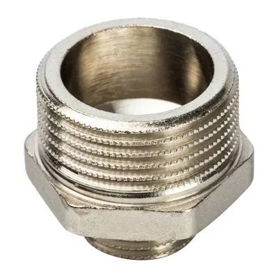 Ниппель латунный переходной наружная резьба никелированный Stout