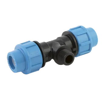 Тройник обжимной пластиковый для труб ПНД с наружной резьбой Джилекс