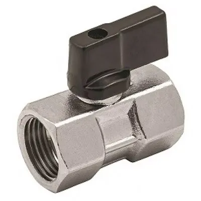 Кран шаровой латунный вн-вн резьба 1/2" ручка-флажок, никель Elsen Mini EV92.1212