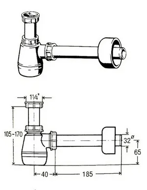 Сифон для биде 11/4"х32 Viega 120 337