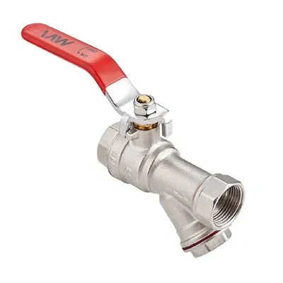 Кран шаровой латунный вн-вн резьба с фильтром, ручка-рычаг, никель MVI Premium