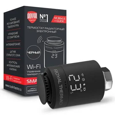 Головка термостатическая (термоголовка) M30х1,5 + Click Чёрный Royal Thermo Smart Heat RTE 77.001B