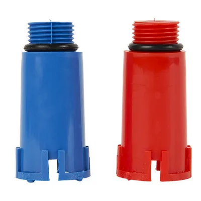 Заглушка полипропиленовая с НАРУЖНОЙ резьбой НР Ø1/2" длинная 2 шт (синяя, красная) Valfex 11162020L