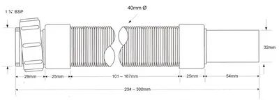Гофра для сифона 11/4х32 L=234-300 мм McAlpine MRMF1-03
