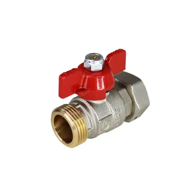 Кран шаровой наружная резьба/накидная гайка ННГ 3/4" бабочка Никель Elsen EV34.4201