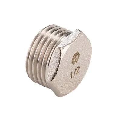 Заглушка (пробка) латунная с наружной резьбой никелированная MVI