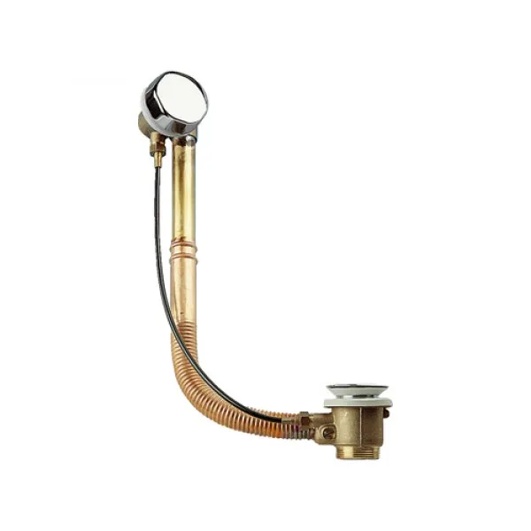 Сифон для ванны ПОЛУАВТОМАТ Remer 11/2" с тросом, без колена, Латунь Remer 96RR