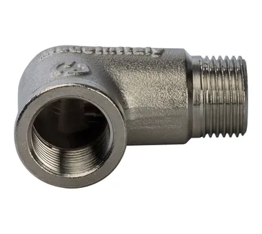 Угол латунный внутренняя/наружная резьба никелированный Stout