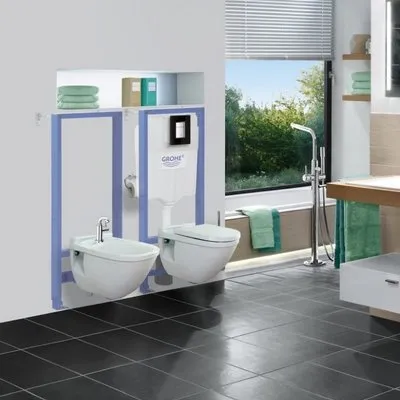 Инсталляция для унитаза Grohe Rapid SL 38772001 3 в 1 с квадратной кнопкой Skate Cosmopolitan Хром