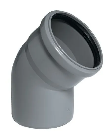 Отвод для внутренней канализации Ø110/45° серый Политэк 100145Политэк
