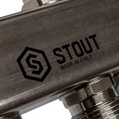 Коллекторная группа (болванка) для отопления Stout на 8 выходов из нержавеющей стали SMS-0923-000008