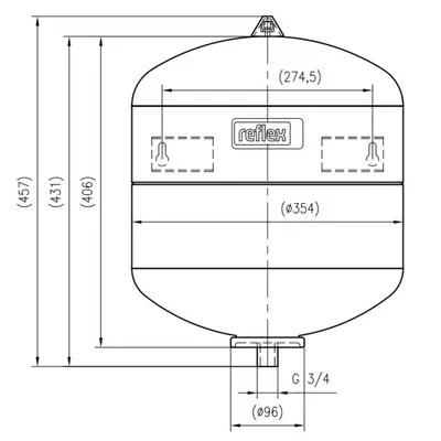 Бак расширительный для ГВС 33 л 3/4" 10 бар синий Reflex DE 7303900