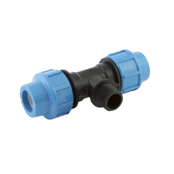 Тройник обжимной пластиковый для труб ПНД с наружной резьбой Джилекс