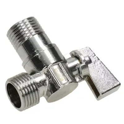 Кран шаровой для с/т приборов латунный угловой НАР-НАР резьба 1/2"х1/2", ручка-флажок, хром FIV 7700С025