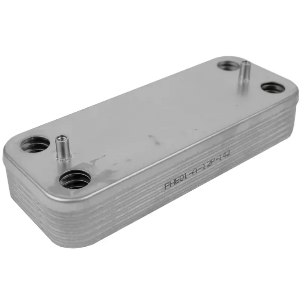 Теплообменник вторичный для котлов Ariston, Beretta, Fondital, Nova Florida, Viessmann, Buderus, Protherm 12 пластин (7101160, R8036, 0020043598, 7856846, 995945, BI1001101, 17B1901200)
