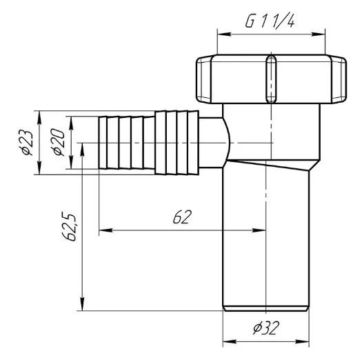 Отвод для стиральной машины 11/4"х32 АНИ пласт M230
