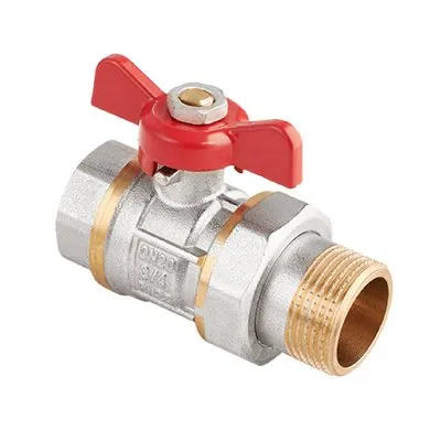 Кран шаровой латунный с американкой, ручка-бабочка, никель MVI AquaHit