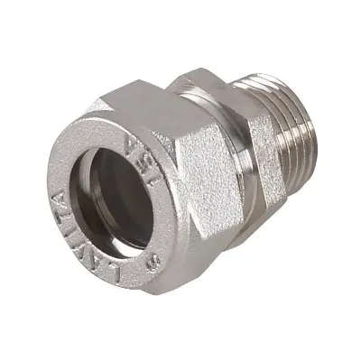 Переходник с наружной резьбой никелированный для гофрированной трубы Lavita