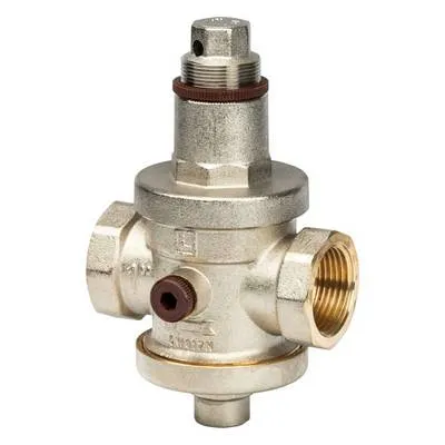 Регулятор давления воды ВВ 1" Ру=1-6 бар PN16 компенсационный с отводом под манометр Никель Stout SVS-0008-000025