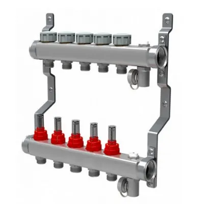 Группа коллекторная для тёплого пола Royal Thermo на 5 выходов с расходометрами RTE 52.105