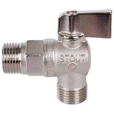 Кран шаровой для сантехнических приборов с наружной резьбой 1/2"х1/2" угловой флажок Никель Stout SVB-0059-001212