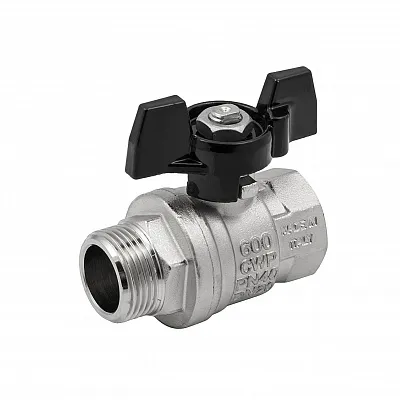 Кран шаровой внутренняя/наружная резьба ВН 1/2" усиленный бабочка Никель Elsen Strong T EV12.2201