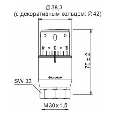 Головка термостатическая (термоголовка) M30x1,5 хромированная Oventrop Uni SH 1012065