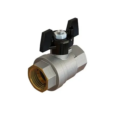 Кран шаровой латунный вн-вн резьба, ручка-бабочка, усиленный, никель Elsen Strong T