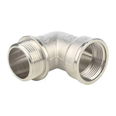 Угол латунный внутренняя/наружная резьба с упором никелированный Stout