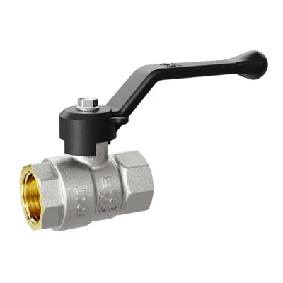 Кран шаровой латунный вн-вн резьба полнопроходной, ручка-рычаг чёрный, никель LD Pride